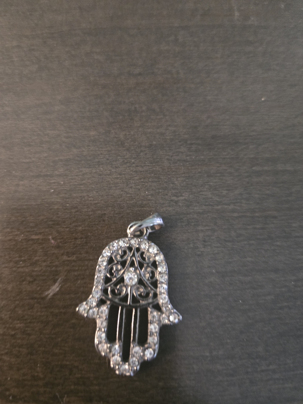 Hamsa Hand Crystal Pavé Pendant - Silver Tone